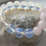 14 mm Dabiskā rozā kvarca rokussprādze mīlestības akmens un mēness akmens